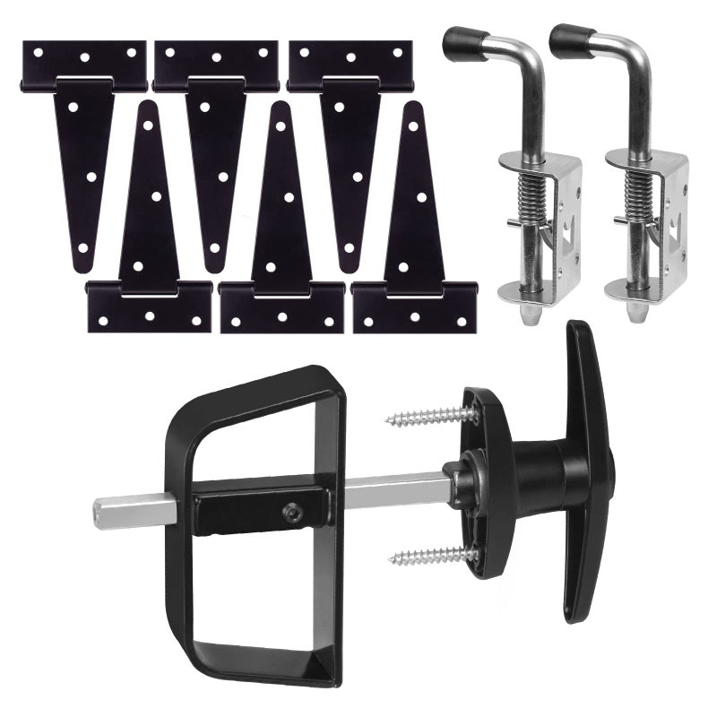 BTEOBFY Shed Door Kit & Hardware Kit - Complete Shed Door Hardware with T-Handle Lock  Heavy-Duty Latches  Hinges - Weatherproof for Sheds  Gates  Playrooms - Image 1